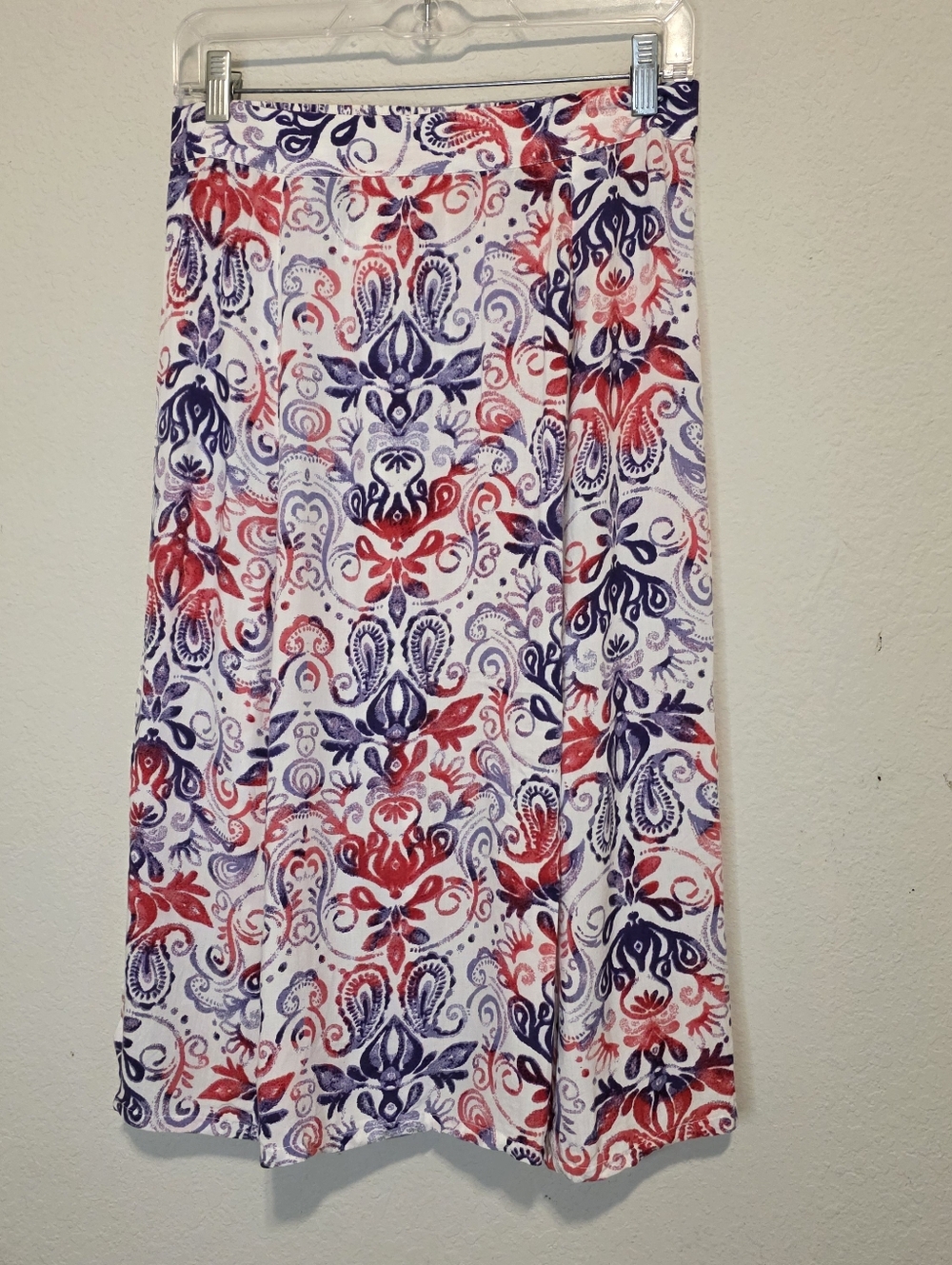 VTG Boca Bay Midi Skirt Paisley Festival Cottage Pull On Boho Fairy Size PM